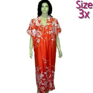 Womens Long Robe 1/4 Zippered Plus Size 3X Coral